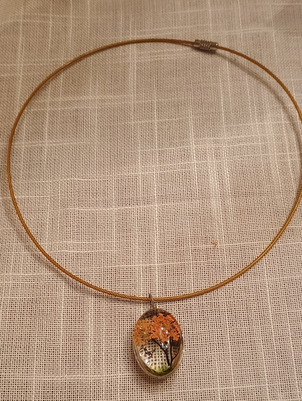NWOT Gold-Tone Tree Pendant Necklace with Orange Accents